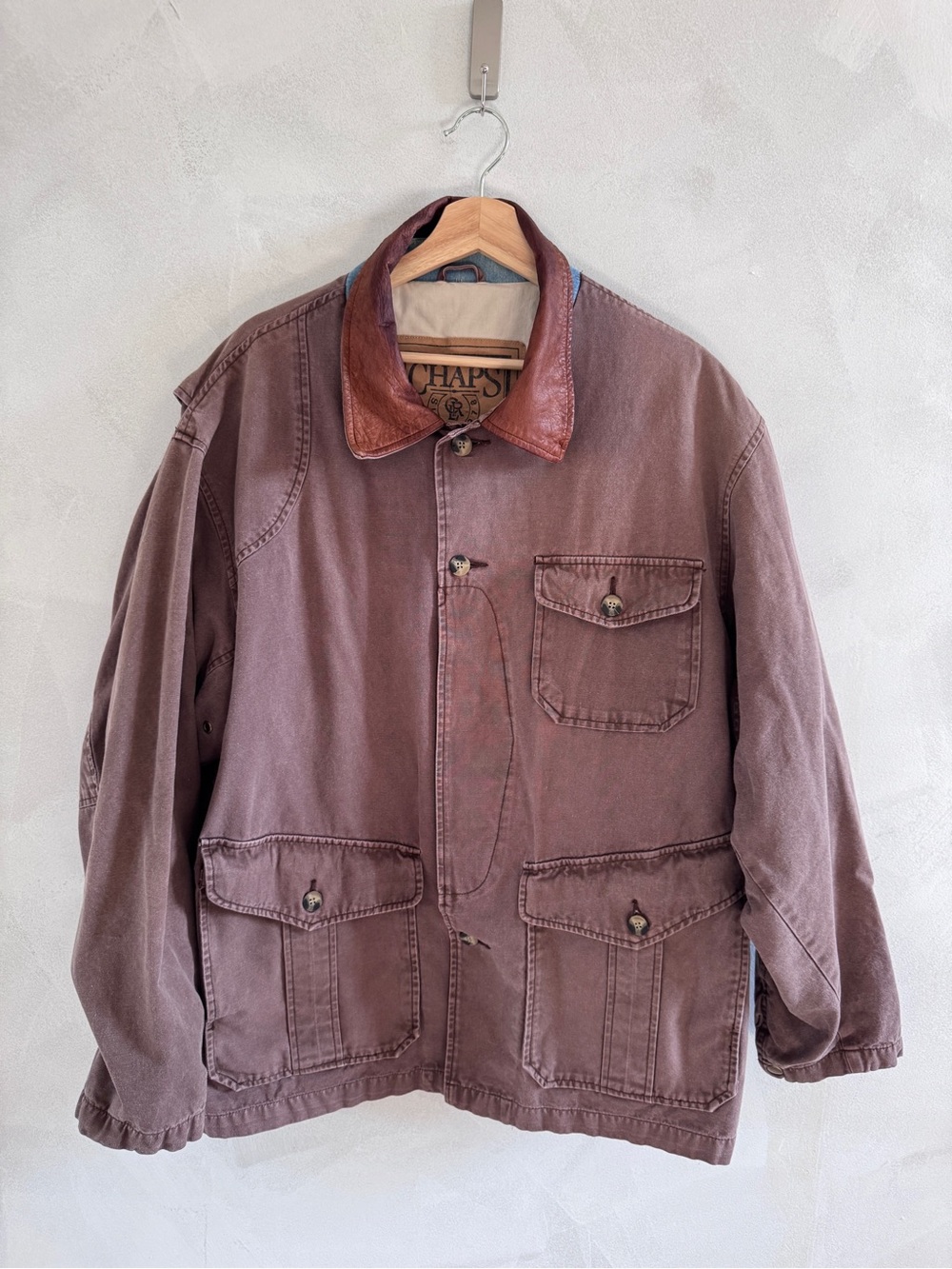 Chaps x Ralph Lauren - Brown Canvas Field Jacket with Leather Collar